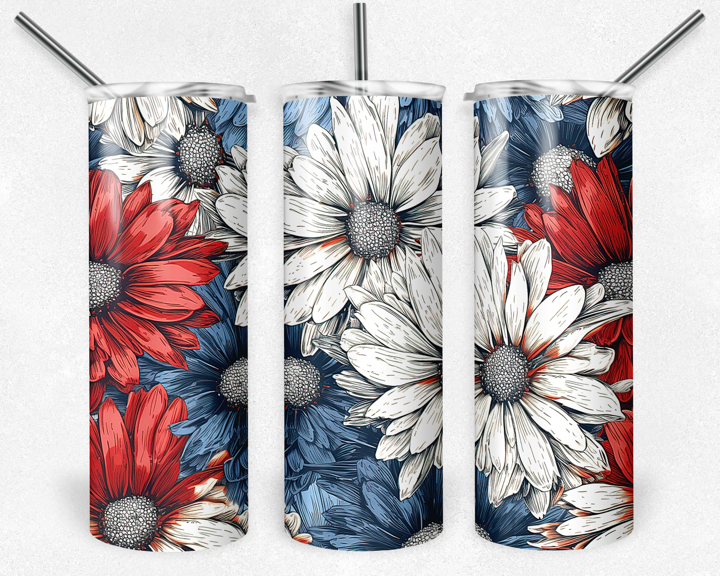 Patriotic Daisies | 20oz Skinny Tumbler