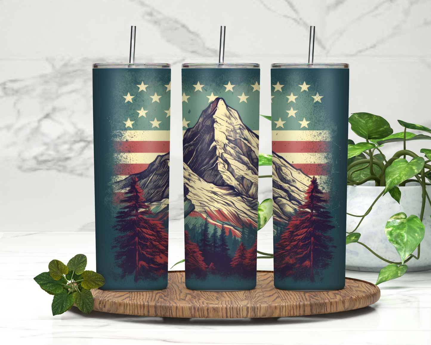 Patriotic Mountains | 20oz Skinny Tumbler