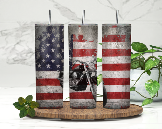 Patriotic Motorcycle | 20oz Skinny Tumbler