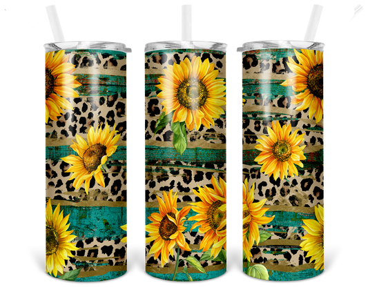 Sunflower Leopard | 20oz Skinny Tumbler