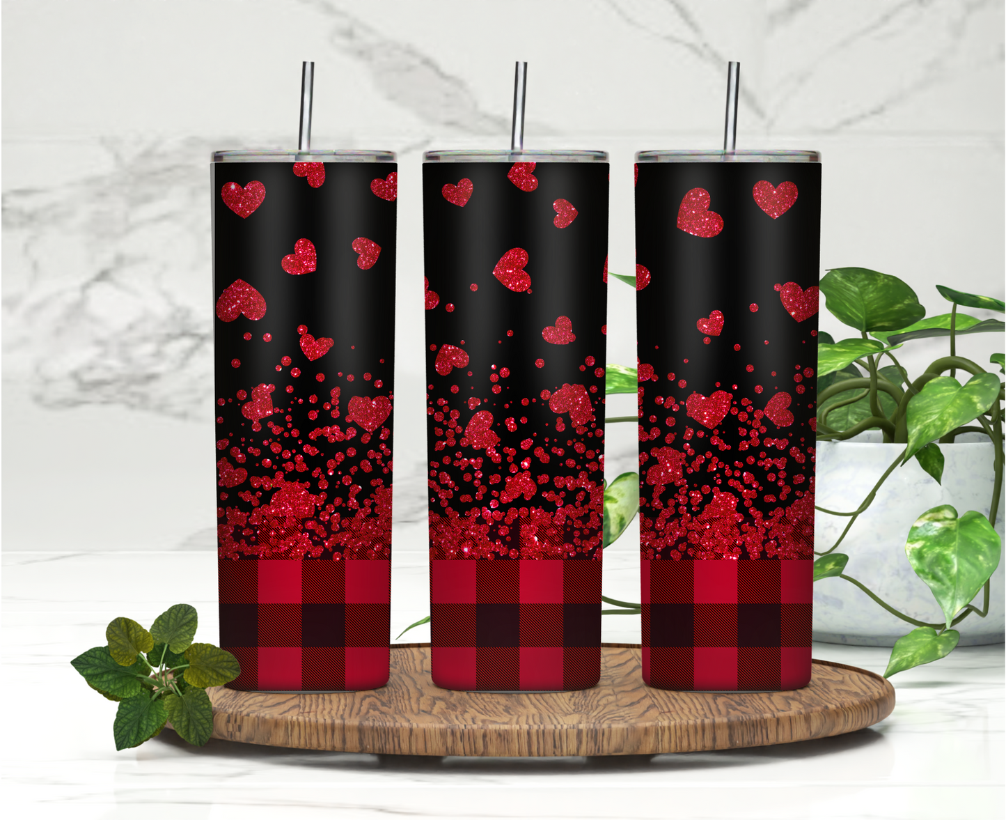 Plaid Hearts | 20oz Skinny Tumbler