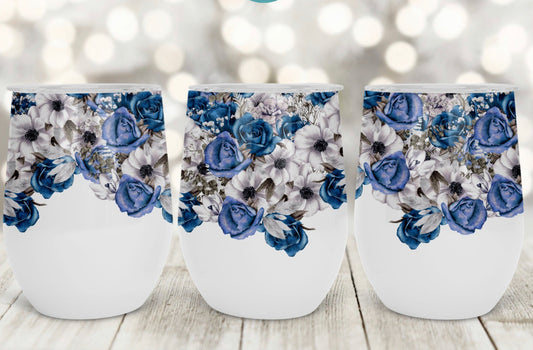 12oz Blue Rose Wine Tumbler