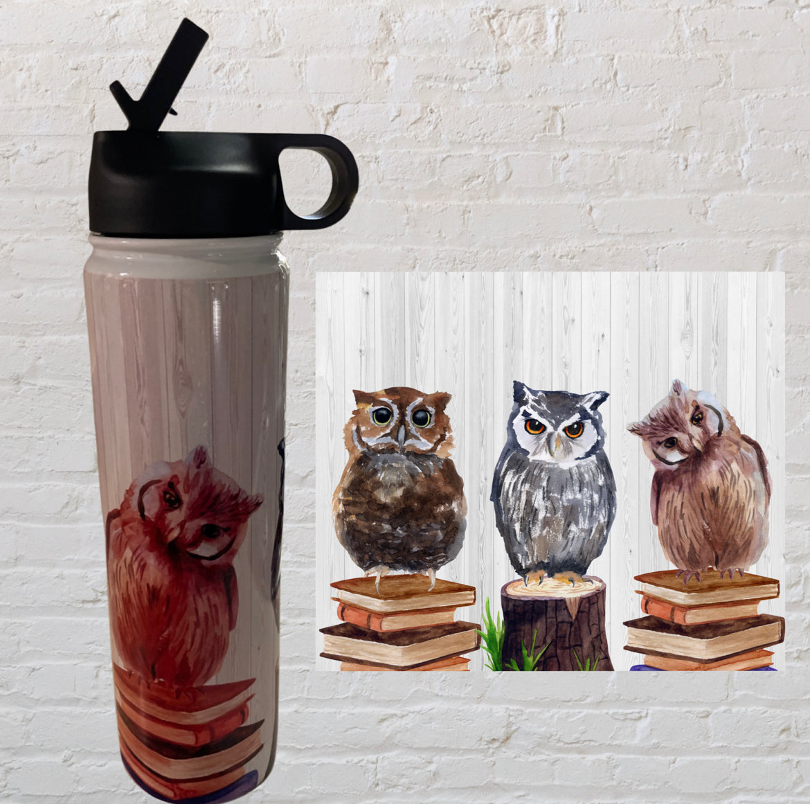 Book Owl - 25oz Water Bottle Tumbler