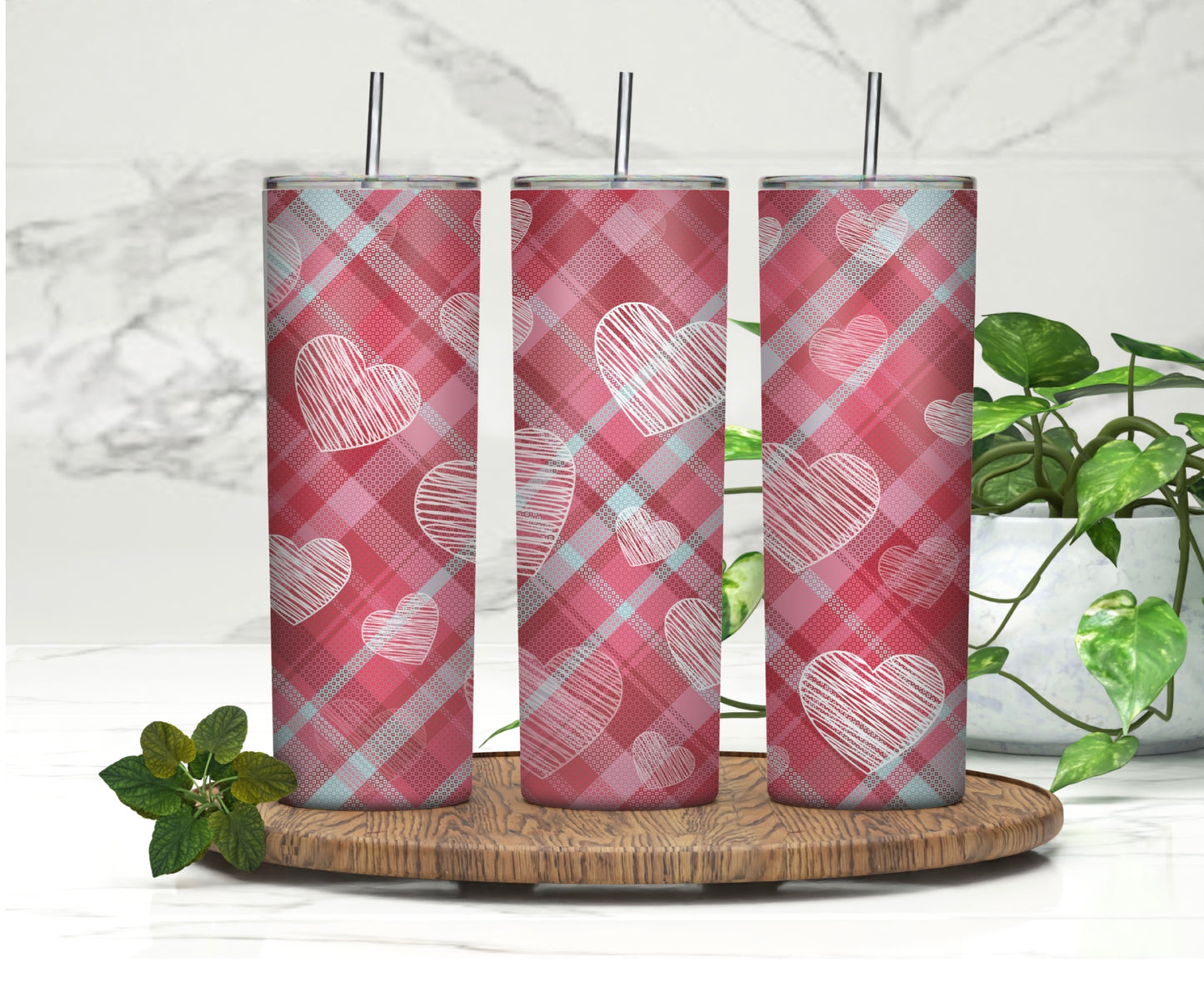 Pink Hearts | 20oz Skinny Tumbler