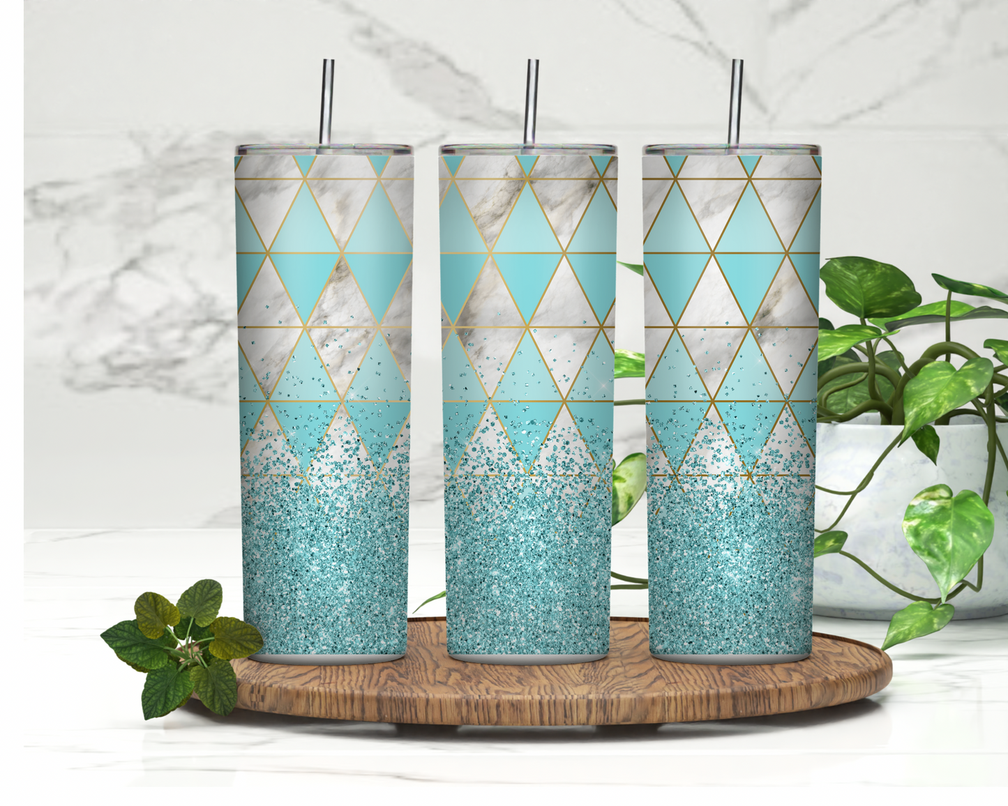 Teal Diamonds | 20oz Skinny Tumbler